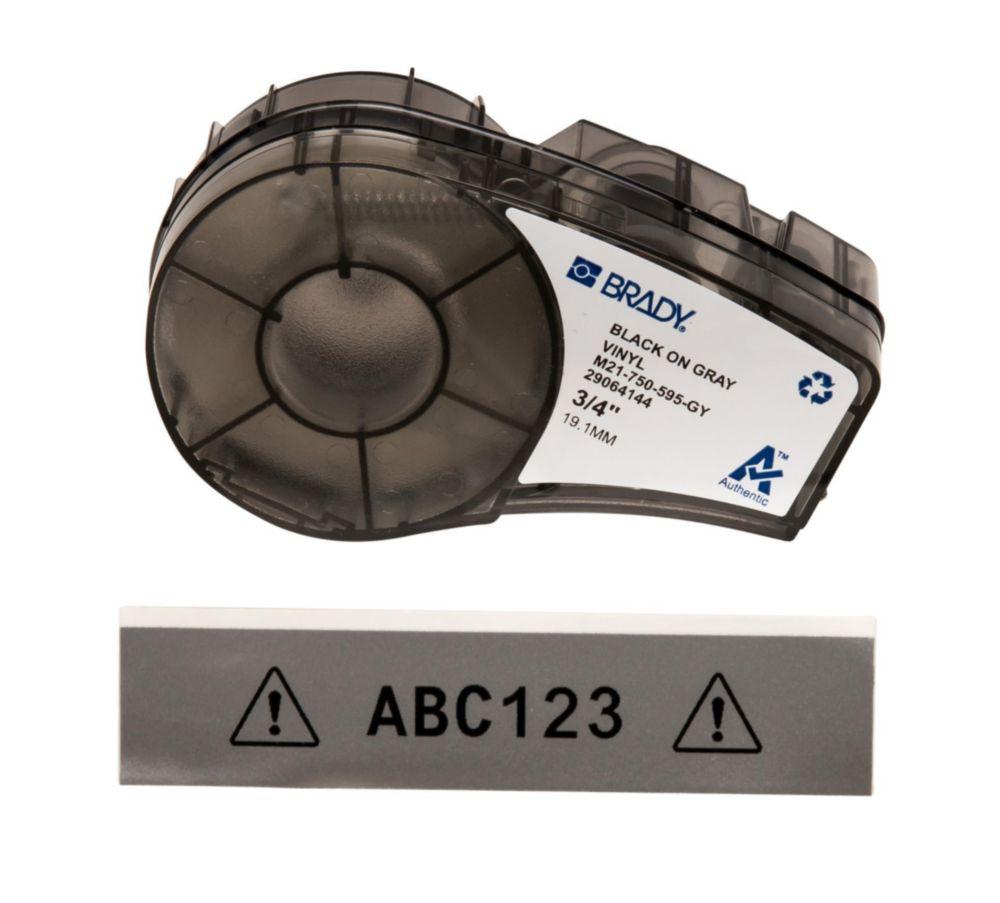 Brady Vinylband M21-750-595-GY 19.05 x 6.4 m, Black on Grey, Self-Adhesive, Box of 6.4 m