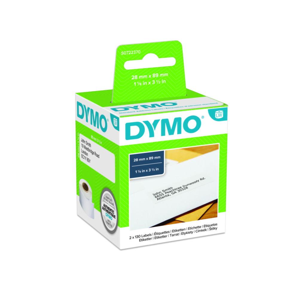 Dymo Original Label for LabelWriter, White Permanent, 28mm x 89mm (2 x 130 Labels)

