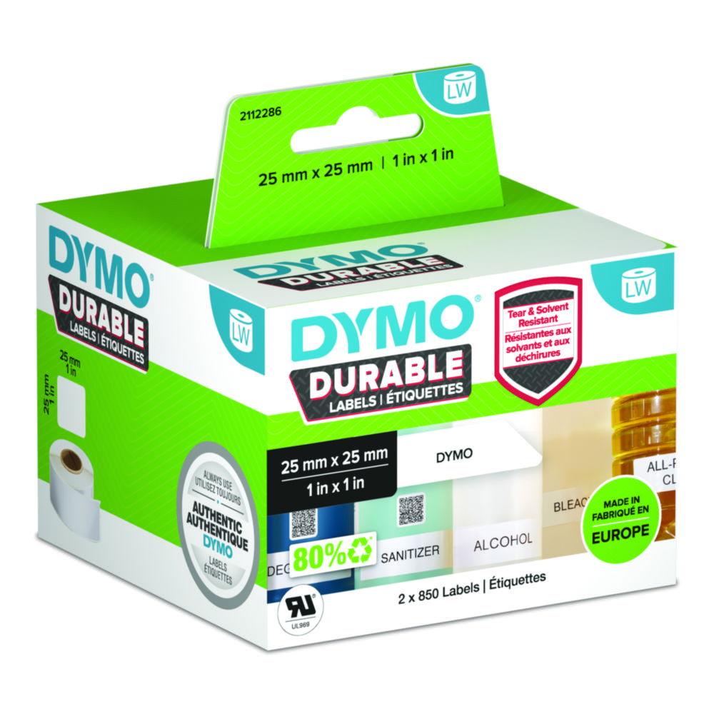 Dymo Original High-Performance Label for LabelWriter, Plastic Coated, White, Permanent Resistant, 2 x 850 Labels, 25mm x 25mm

