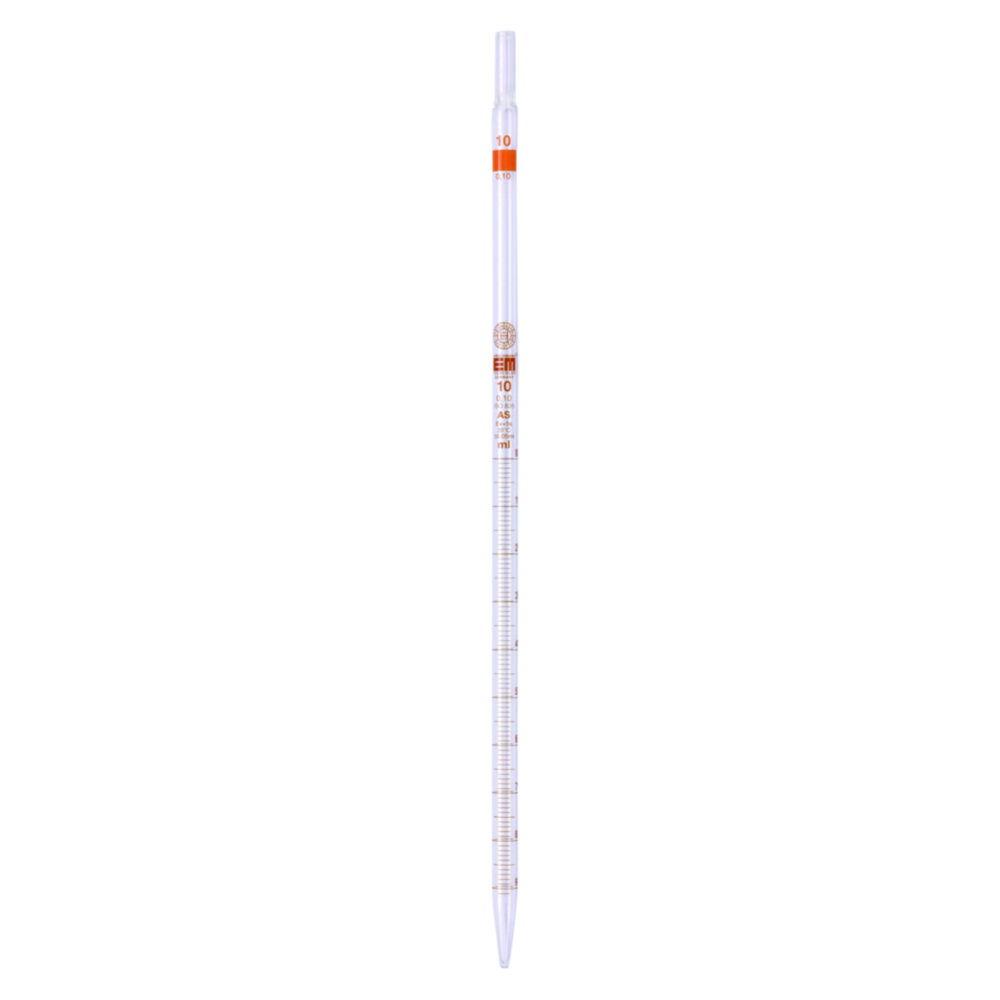 Hirschmann Laborgeräte 10:0.1 mL Class AS Graduated Pipette, 360 mm Length, Amber Graduation