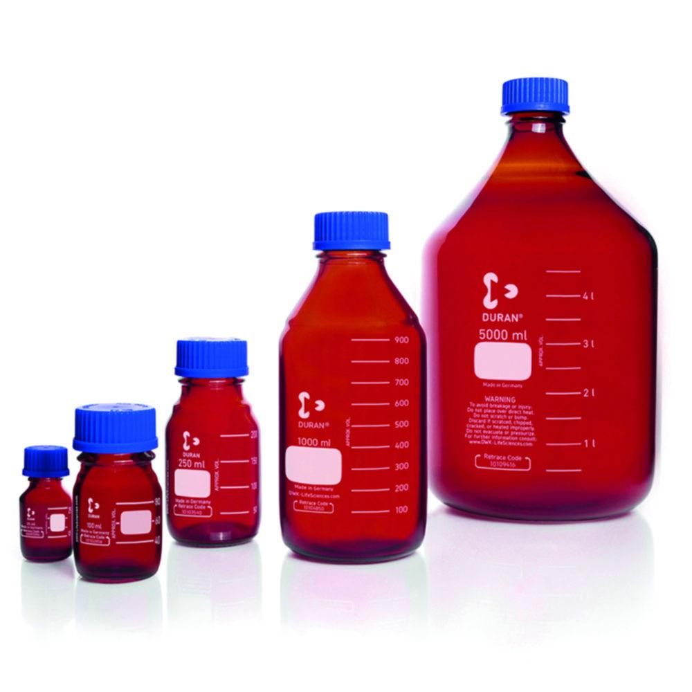 DWK Duran Laboratory Bottles 50ml Amber with Screw Cap and Pouring Ring