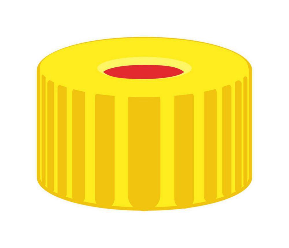 Macherey-Nagel Screw Caps N-9, PP Hole Red Rubber/FEP Transparent, 45° Shore A, Septum 1.0mm (Pack of 100)

