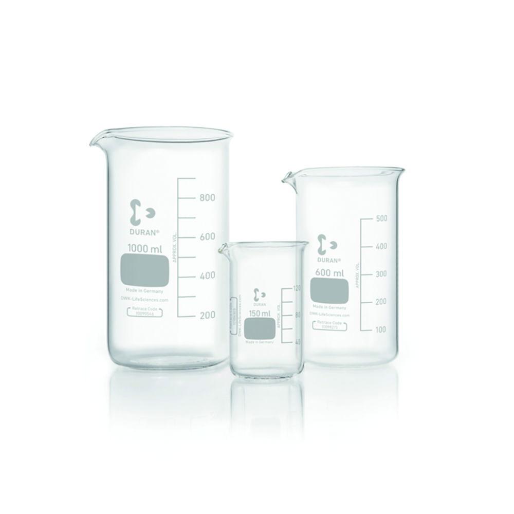 DWK Duran Beaker, Tall Form, 250 mL with Cap