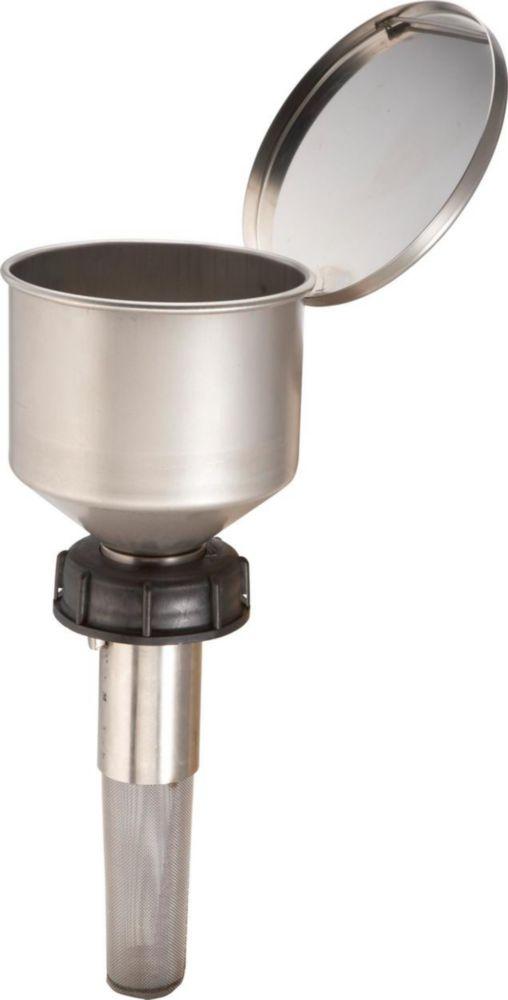 Rötzmeier Funnel with PVC‑Cap Cover & X‑Sieve, Stainless Steel, Ø 140 mm, Thread DIN 71, Height 125 mm