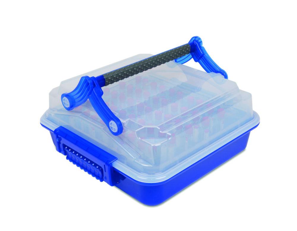 Heathrow Scientific DuraPorter XL High-Capacity Sample Transport Tote with MultiTube Insert (Clear/Blue)