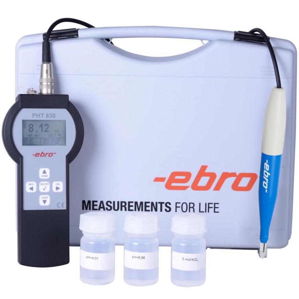 Xylem Ebro pH Meter PHT 830 Set 3 with Penetration Electrode, including Case, pH 0-14, IP65