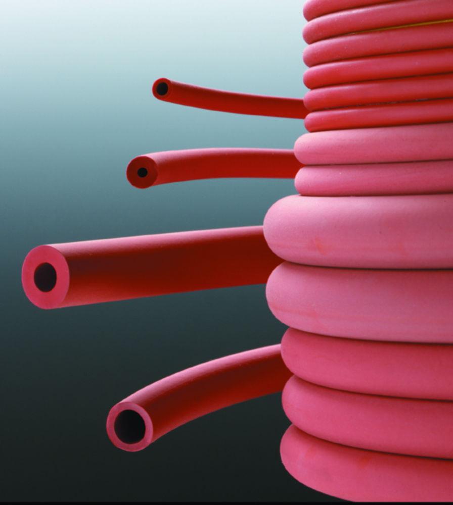 Deutsch & Neumann Natural Rubber Vacuum Tubing, 10.00 mm ID x 8.00 mm Wall, Hardness 45° Shore A, Red, Supplied per Meter (Max 25 Meters in One Piece)