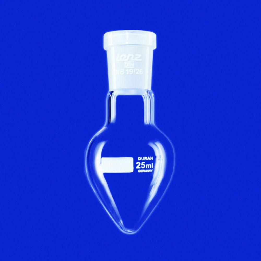 Lenz-Laborglas Pear Shape Flasks Single Neck 25 mL NS 14/23 Duran (Pack of 10)