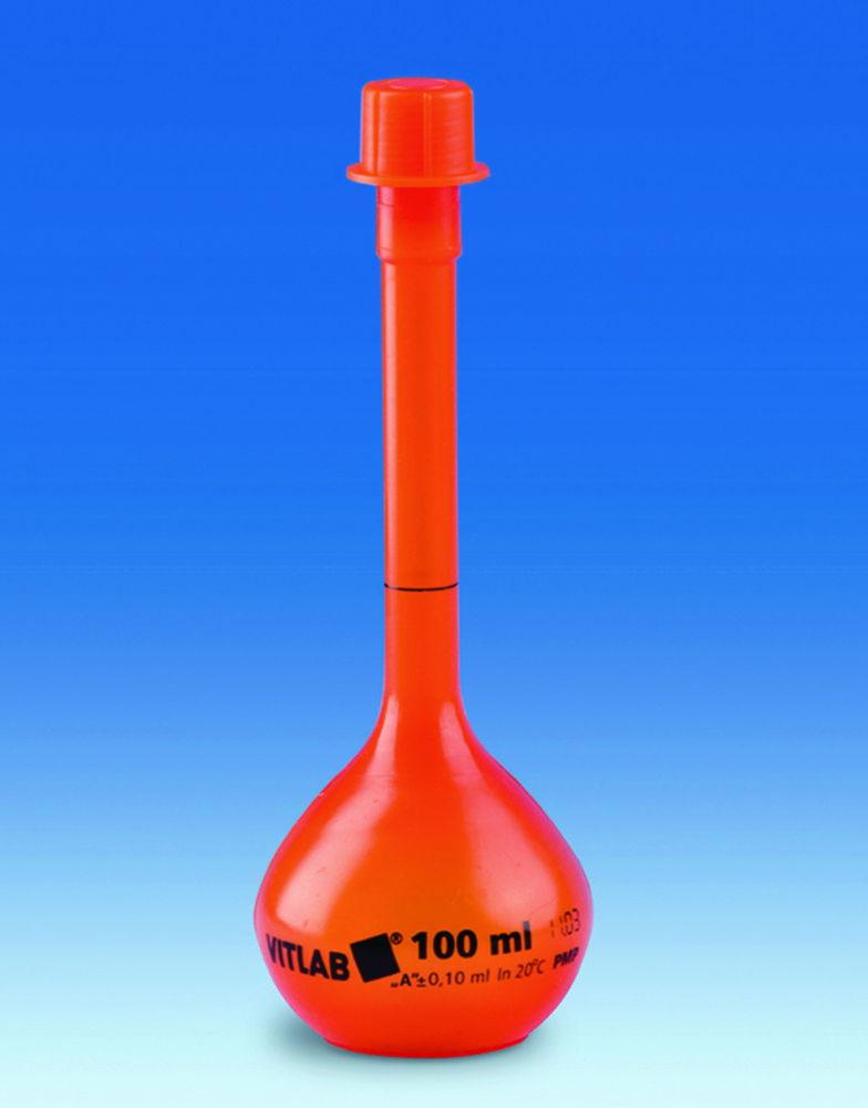VITLAB Volumetric Flask 50 ml OPAK PMP Class A GL 18 with PP Screw Cap, with Batch Certificate

