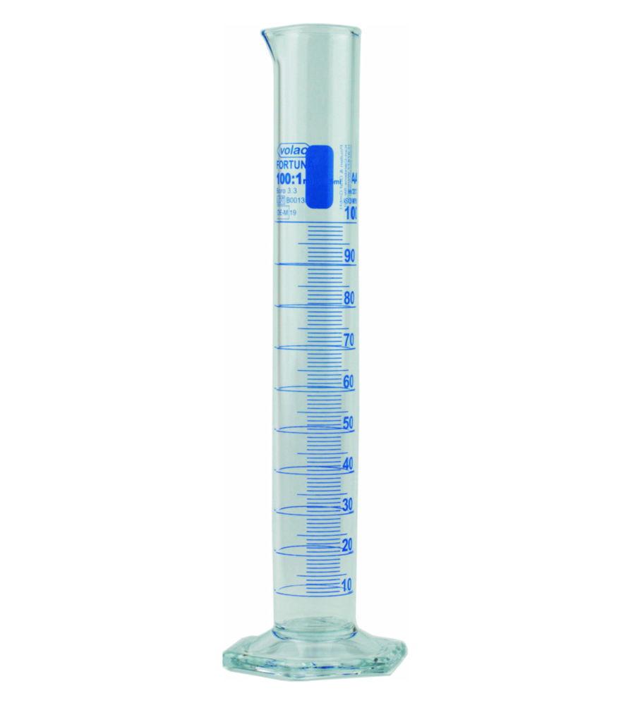 Poulten & Graf Measuring Cylinder 5:0.1 ml H.F Class A KB Borosilicate Glass with Hexagonal Foot (Brown Graduated)