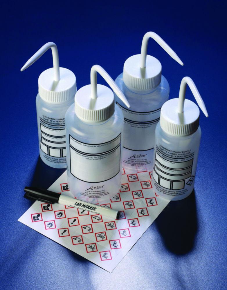 DWK Do-It-Yourself Wash Bottles 250 mL with Blank Panel Cap (White) - Pack of 5