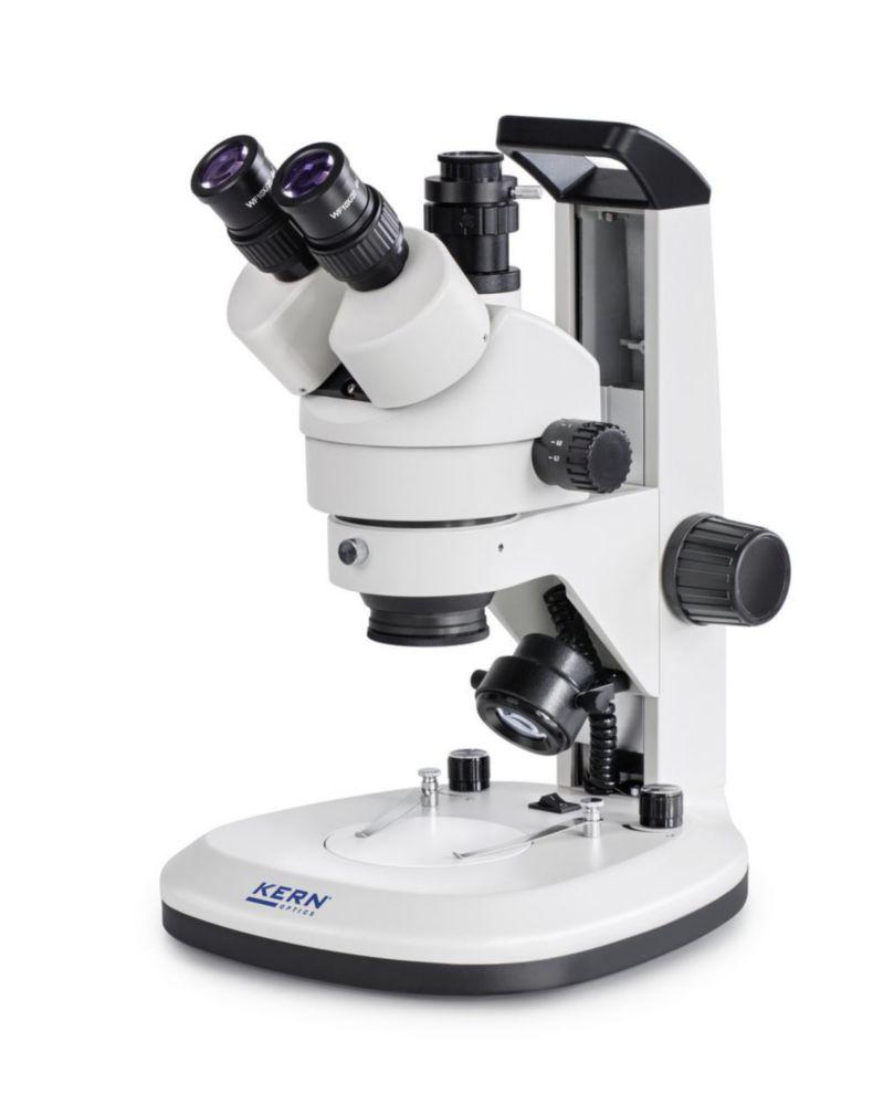 Kern Stereo Zoom Microscope with Handle (0.75–4.5x, HWF10x20, LED, Trinocular)