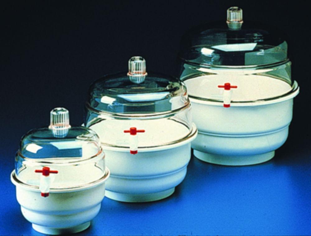 Bel-Art Vacuum Desiccators, PC/PP, with PTFE Stopcock Diam. 149 mm