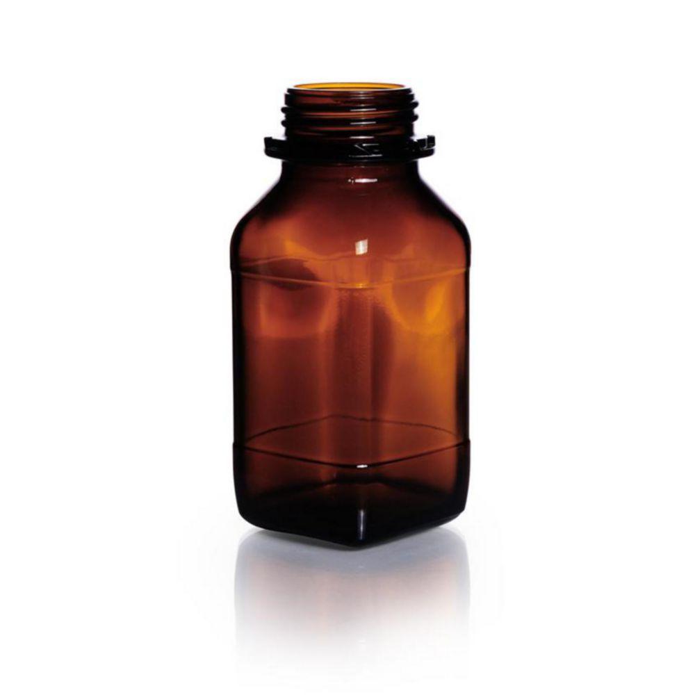 DWK Duran Square Screw Cap Bottle, 500 ml, Wide Neck, Amber, Thread 54, Soda-Lime Glass, Without Cap
