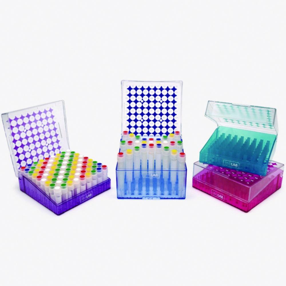 ISOLAB Cryo Tube Box PC 9x9 Array for 2mL Tubes with Hinged Lid
