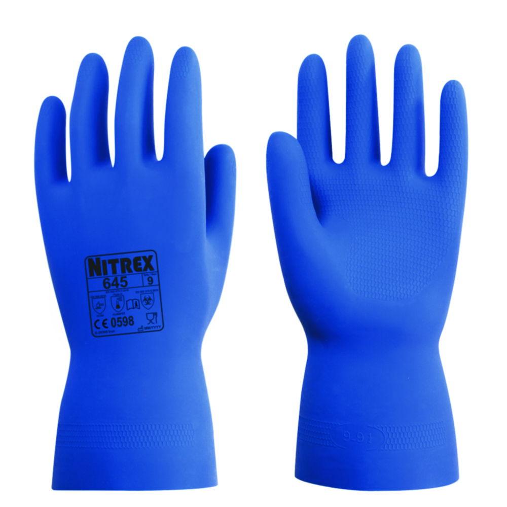 Unigloves Chemical Protective Gloves Nitrex 440 S (7) Latex Blue Flocked Inside Pack of 10 Pair

