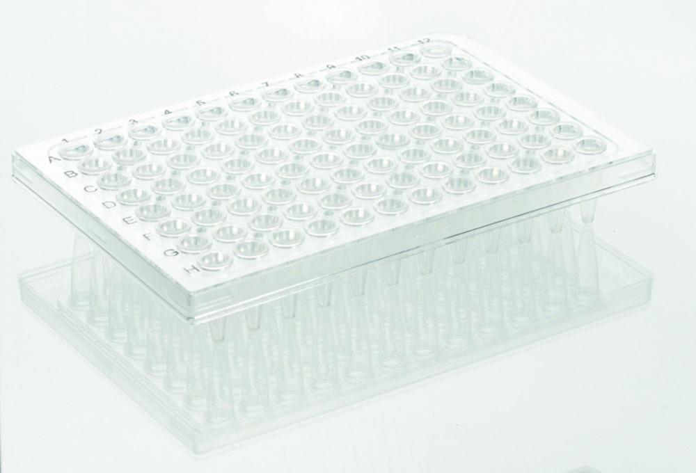 BRAND PCR-Plate 96-Well, PC/PP Rigid 96-W Semi Skirt SP Clear with Blue FR, Pack of 50