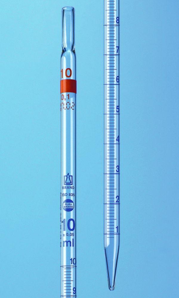 BRAND Measuring Pipette 5 mL:0.05 mL, BLAUBRAND, Class AS, Absolute Drain, AR Glass, Blau Graduation, Type 2 (Pack of 12)

