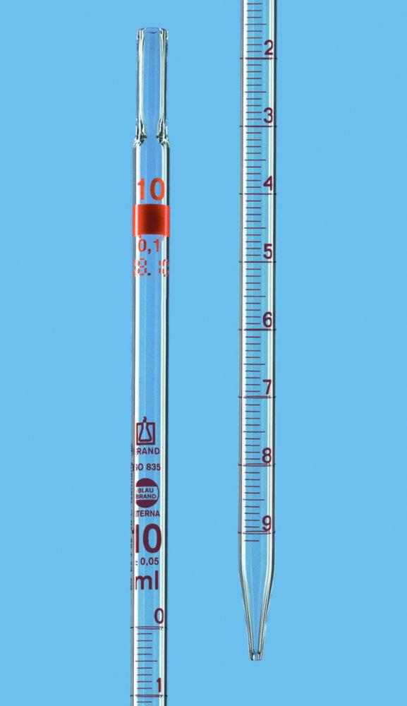 BRAND Measuring Pipette 5 ml: 0.05 ml, AR-Glass, BLAUBRAND ETERNA, Cl. AS, Full Drownspout, Brown Grad., Pack of 12