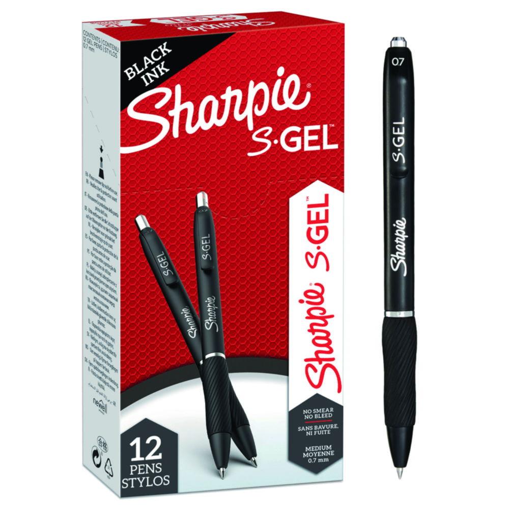 Laborbedarf Sharpie S-Gel - Gel Pens with the Highest Writing Comfort, Box of 12 Black