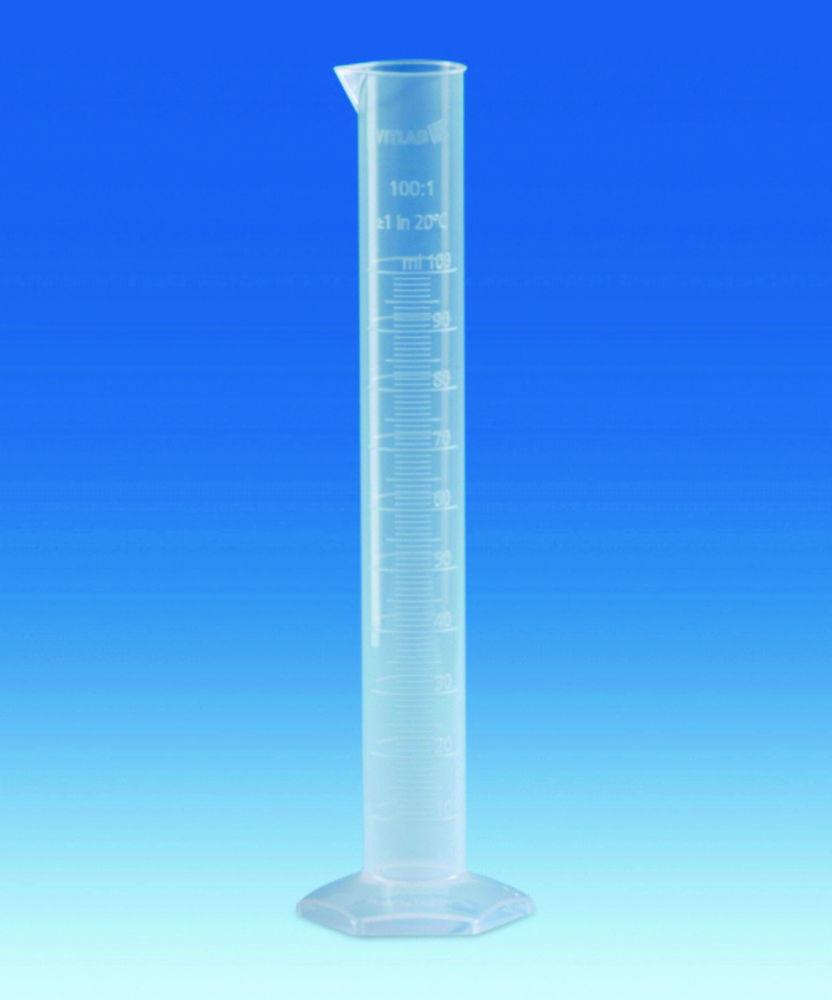 VITLAB Measuring Cylinder 10 ml PP, Tall Form, Class B, Moulded Graduation

