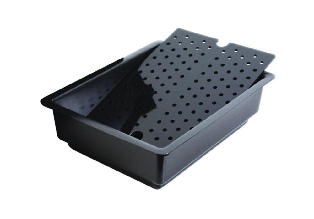 SCAT Catching Bowl PE-HD, Electrically Conductive with Sieve Socket Inlay, 395x300x125mm

