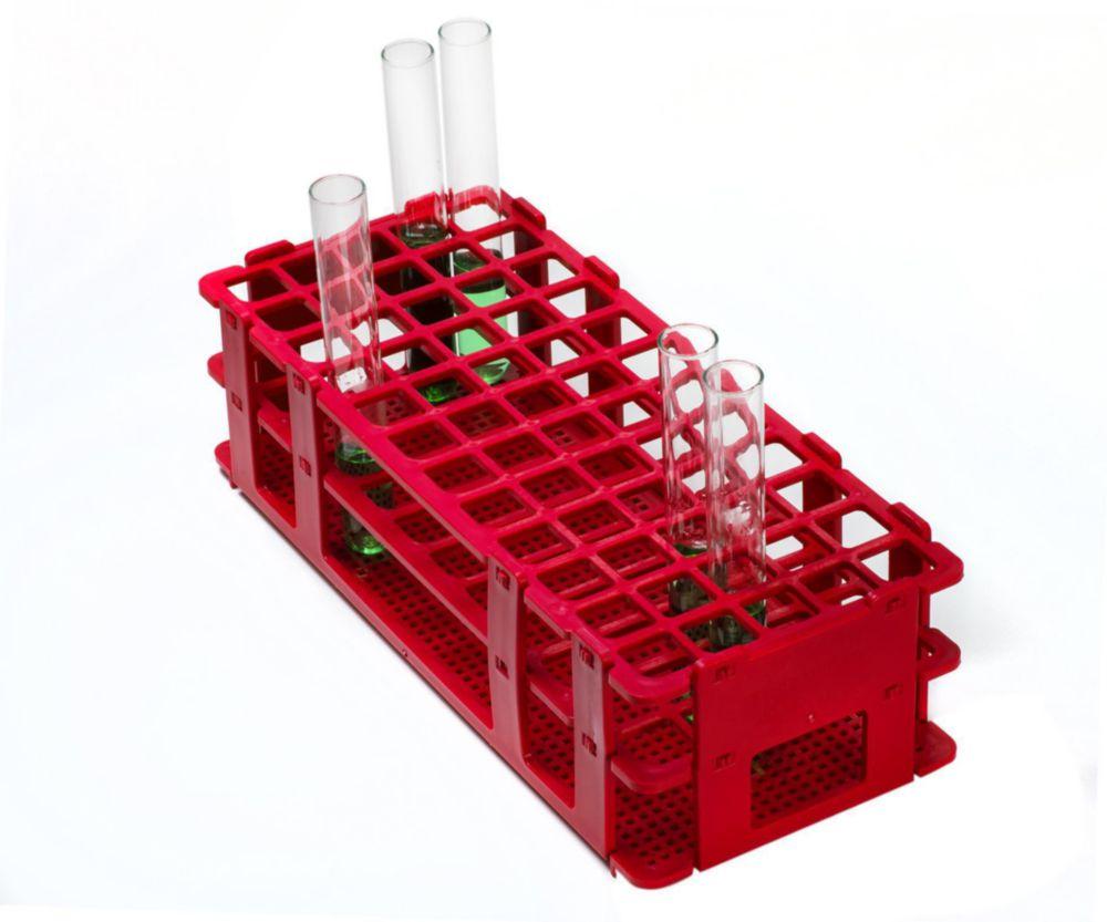 Bel-Art Test Tube Rack 60 Places, D: 16 mm, 5 x 12, Red, Autoclavable