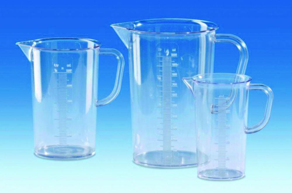 VITLAB Measuring Jugs, 3000 ml, SAN, Moulded Graduation

