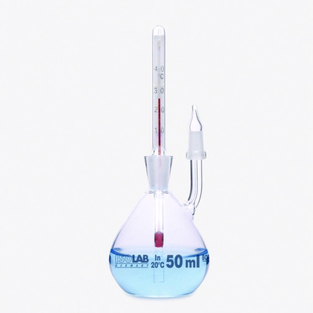 Density bottle 25 ml glass, calibrated, with thermometer