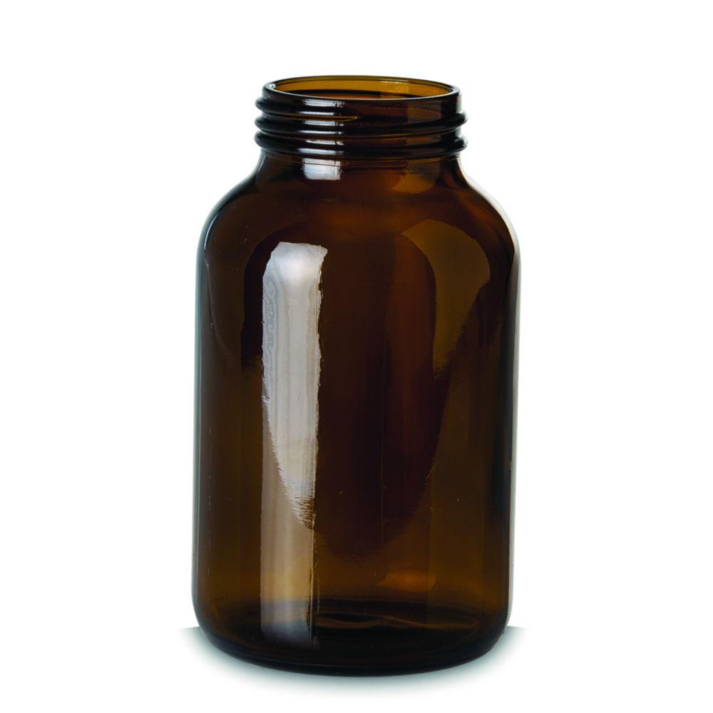 RIXIUS Wide‑Neck Bottles 1000 mL, Amber DIN 68, Without 9072167 Screw Cap (Pack of 12)