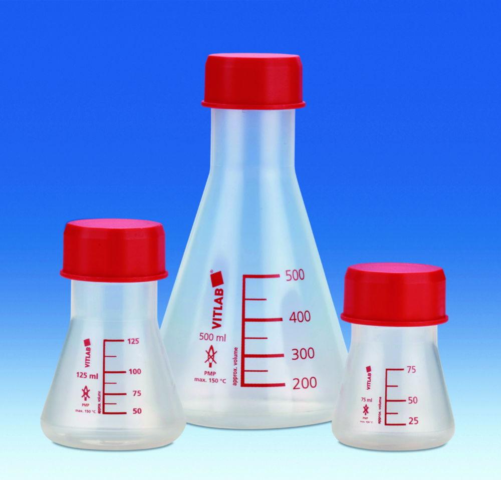 VITLAB Erlenmeyer Flask 125 ml PMP GL 45 with Screw Cap PP


