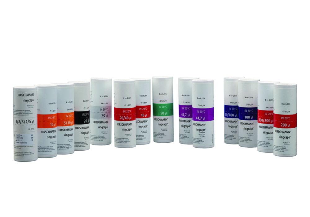 Hirschmann Ringcaps Disposable Capillary Pipettes, Pack of 250, 25µl, DURAN