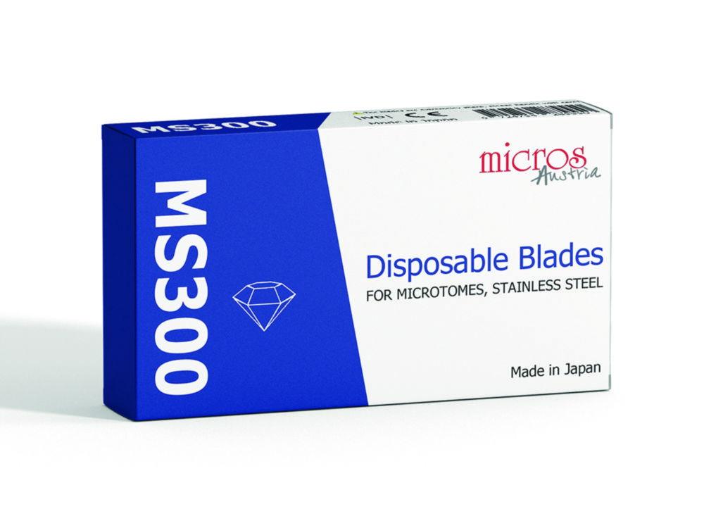 Micros Microtome Blades MS300 Low Profile, L 80mm, W 8mm, for Extra Hard Tissue, Plasma Coated, Pack of 50

