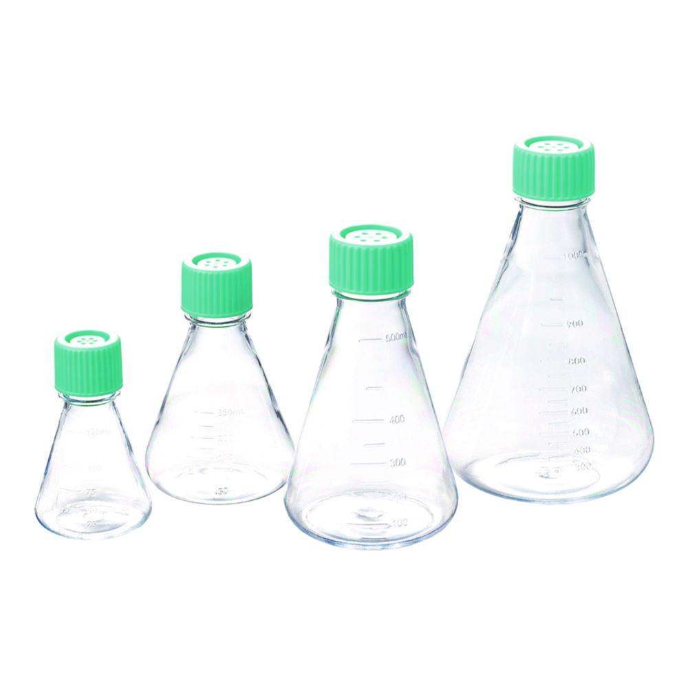 Erlenmeyer Flasks 125ml, PC non-treated, vent cap, individually packaging, sterile, pack of 24
