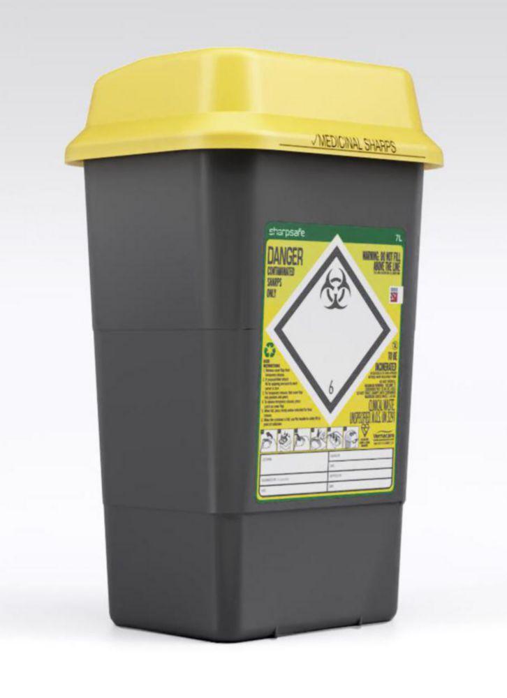 Hospidex Sharpsafe 7.0 L Needle Disposal Container, International Label D/FR/IT/ES/EN