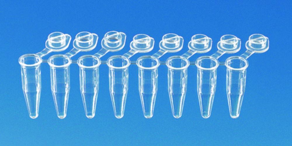 BRAND PCR Tubes 0.2 ml PP 8 Strips with Lid for Real-Time PCR, Pack of 120