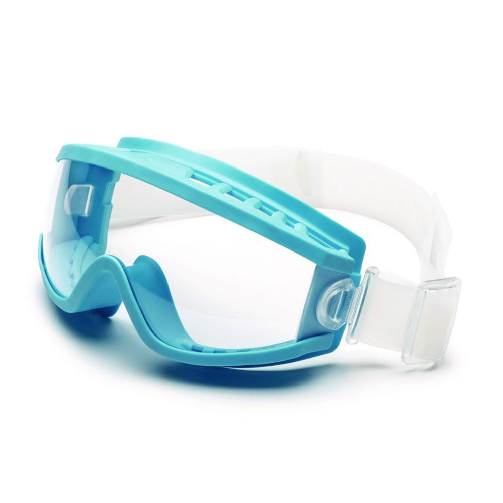 UNIVET Panoramic Eyeshields 619 for Cleanroom, Blue Frame, Clear Lens, Elastic Headband, 2C-1.2 U 1 B CE
