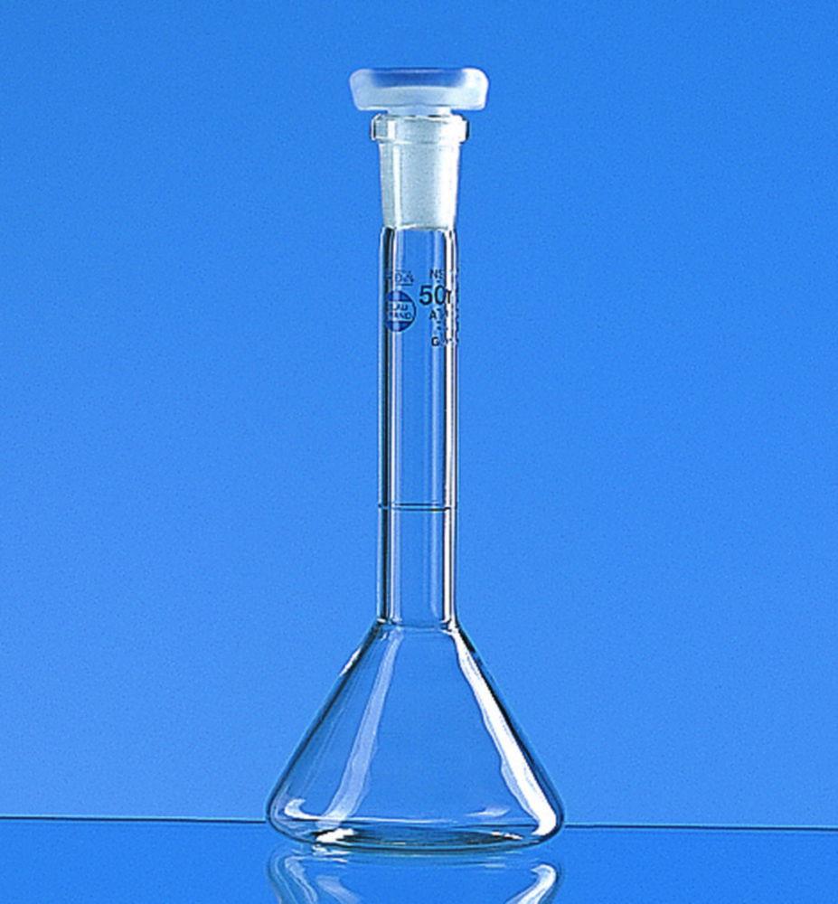 BRAND Volumetric Flask Trapezoidal, BLAUBRAND Class A, DE-M, 1 ml, NS 7/16 Boro 3.3, PP Stopper, Single Certificate

