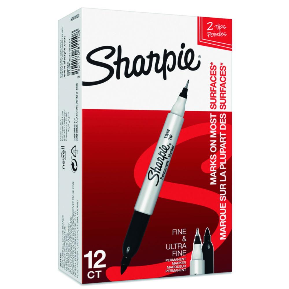 Laborbedarf Sharpie Permanent Marker Twin Tip (2 thicknesses) - Box of 12 Black