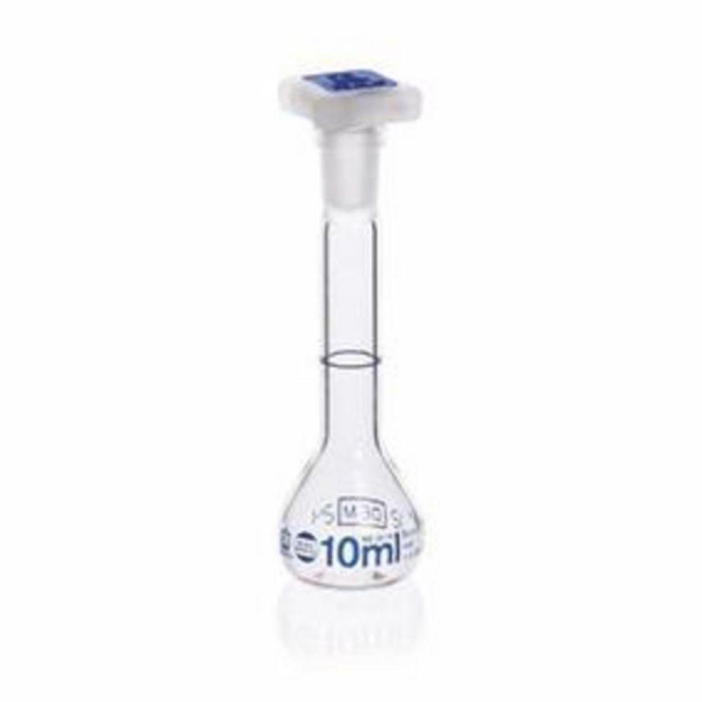 BRAND 10 ml Volumetric Flask, BLAUBRAND Class A, Wide Neck with PP Stopper (NS 10/19)

