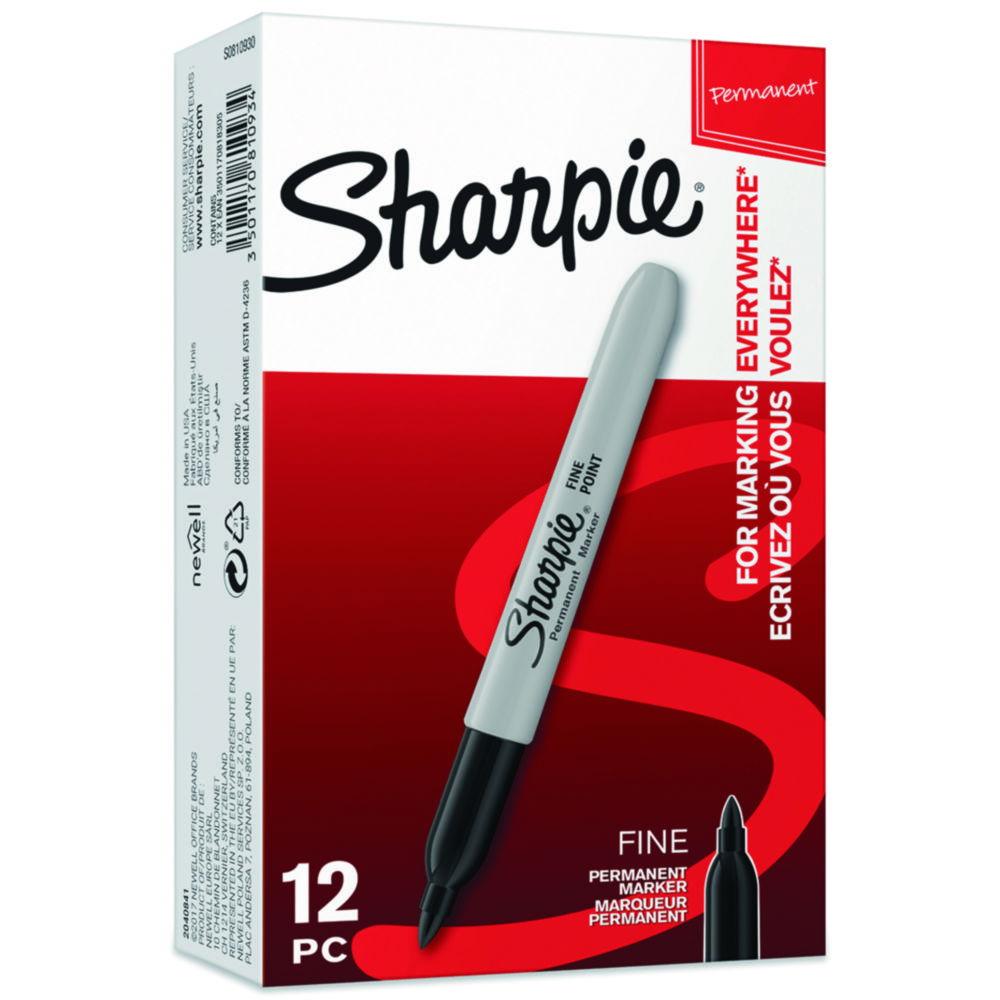 Laborbedarf Sharpie Permanent Marker Fine Round Tip Box of 12 Black