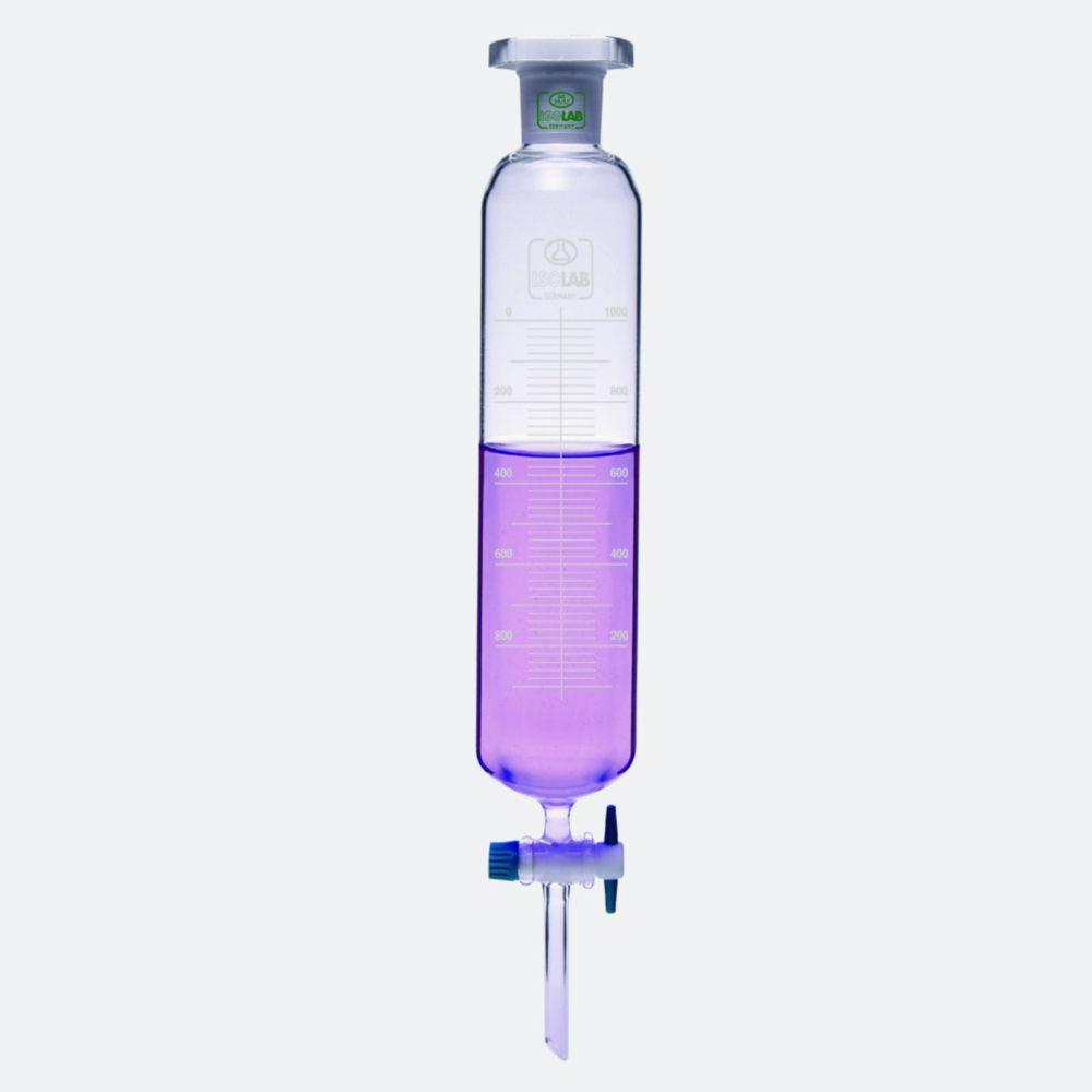 ISOLAB Separating Funnel 500 mL Cylindrical Stopcock DIN 12566 Graduated Borosilicate Glass 3.3