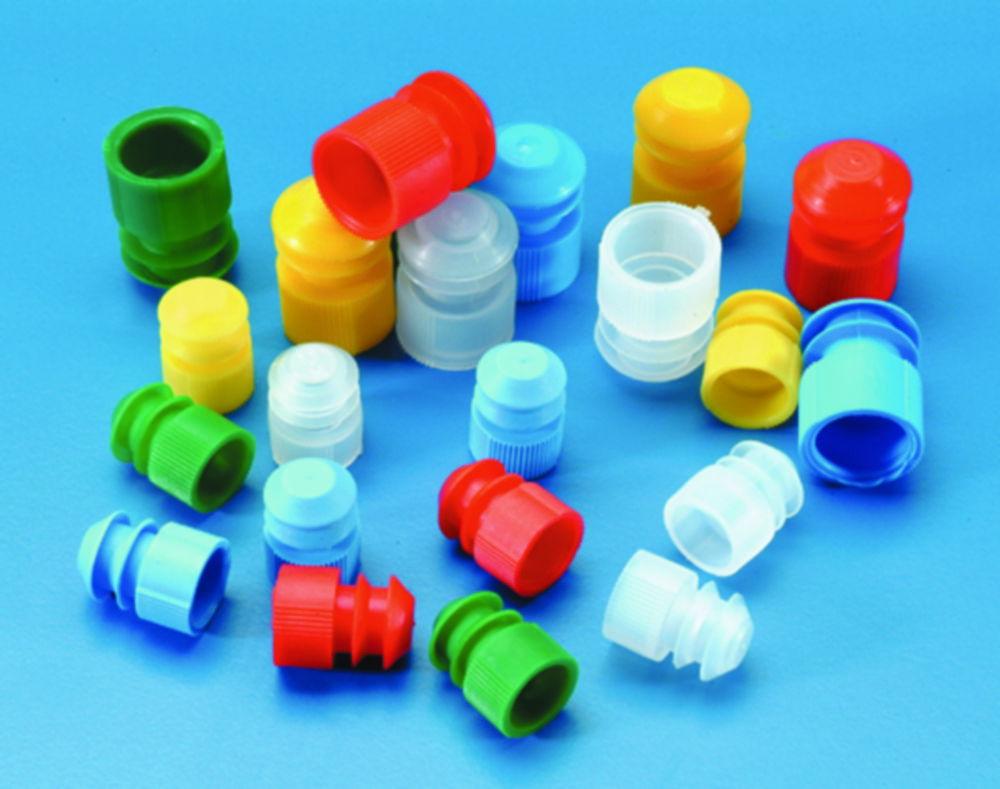 Kartell Caps for Test Tubes, 15–17 mm, Blue, PE, Pack of 100