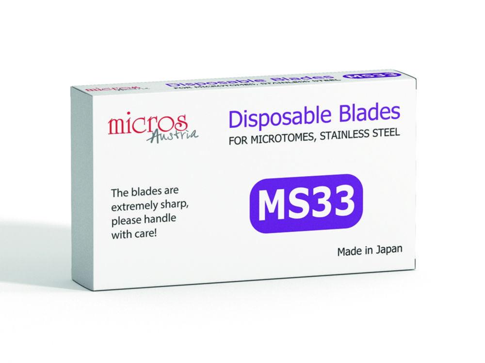 Micros Microtome Blades MS33 Low Profile L 80mm W 8mm for Extra Thin Sectioning, Pack of 50

