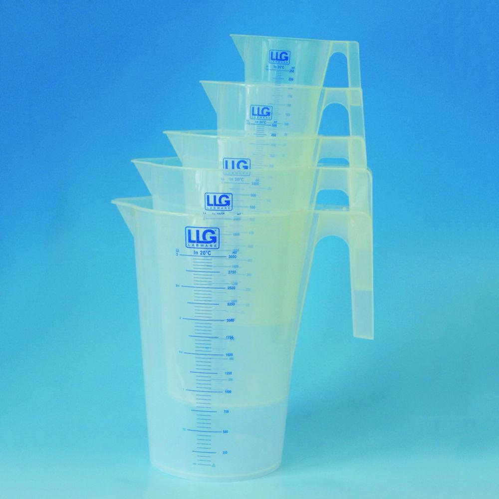 LLG Beaker 3000 mL, PP, ISO 7056, Blue Scale, with Handle