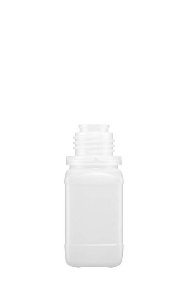 Kautex Square Bottle, 100 mL, PE-HD, Without Screw Cap, 13 mm Ø