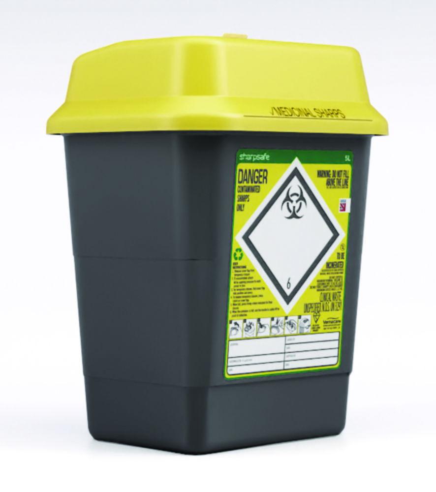 Hospidex Sharpsafe 5.0 L Needle Disposal Container, International Label D/FR/IT/ES/EN