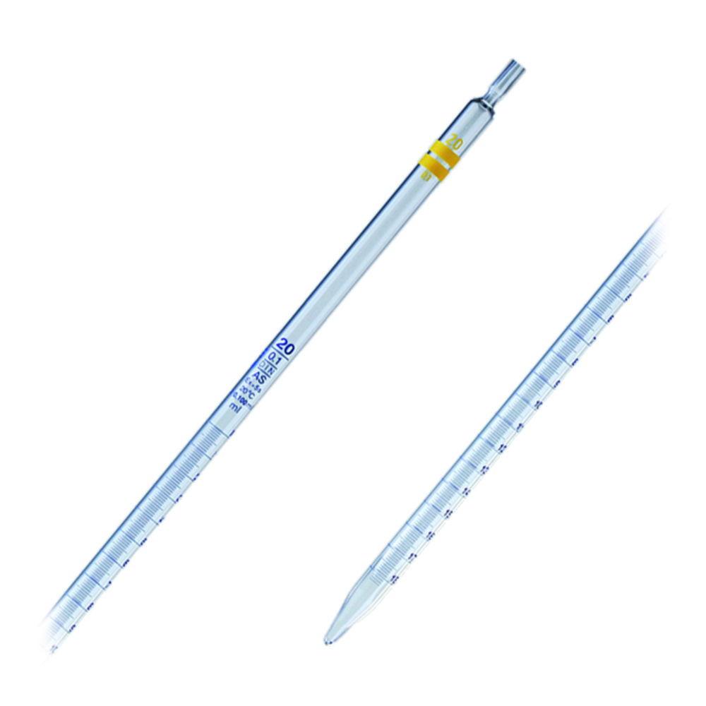LLG Measuring Pipettes 20 mL Soda Lime Glass Class AS, Blue Grad, 450 mm, Pack of 10