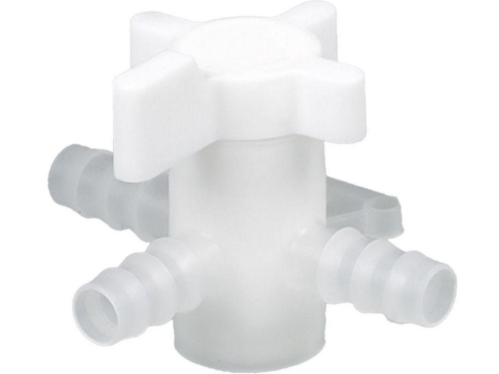 Bürkle 3-Way Stopcock, PVDF, Bore 8 mm for Tubing Bore 9–11 mm