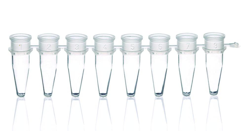 BRAND 8 PCR Tube Strips 0.2 mL Transparent Without Caps (Pack of 125)